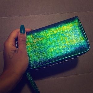 Chameleon blue green wallet clutch